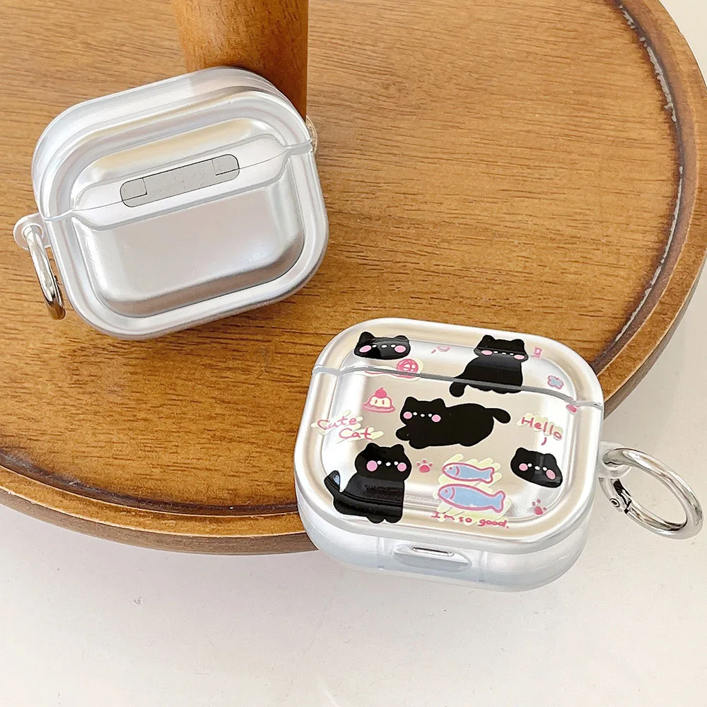 エアポッドプロケース,ソフトエレクトリックケース,黒,猫,犬,漫画