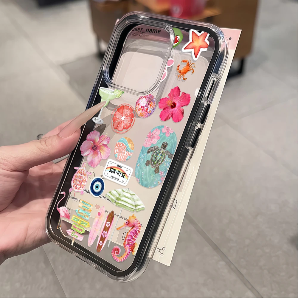 Summer Hawaii Beach Sticker Clear Phone Case - Soft Protective Cover