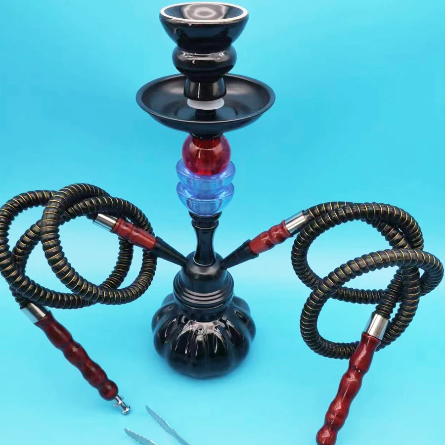 Arabia Hookah Set Small Double Tube Hookah Glass Bottle Ceramic Bowl Hose Water Pipe Shisha Accessories Birthday Gift
