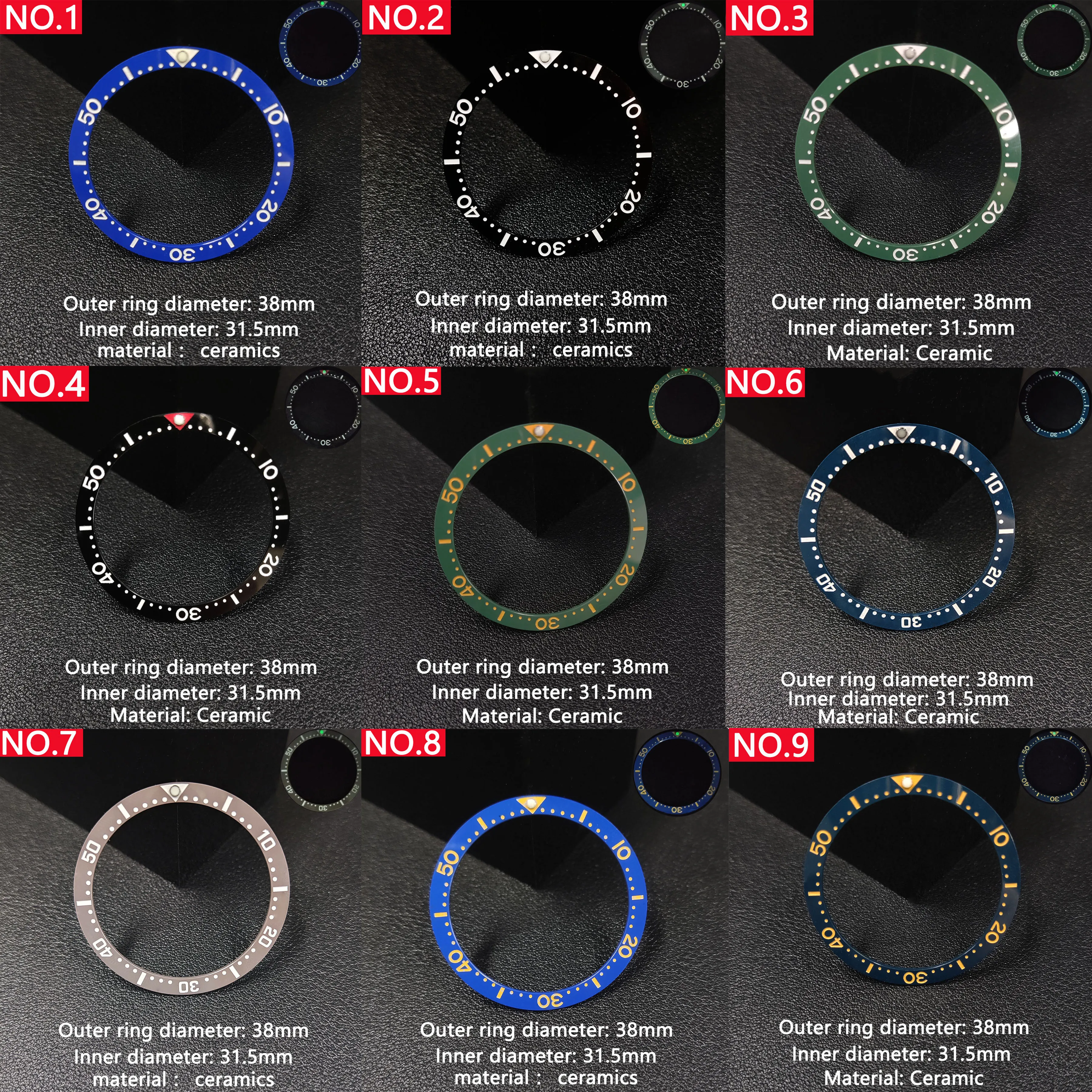 

38mm*31.5mm Flat Ceramic Bezel Insert Modify for Watch Replacement Watch Parts Luminous Ring Stickers