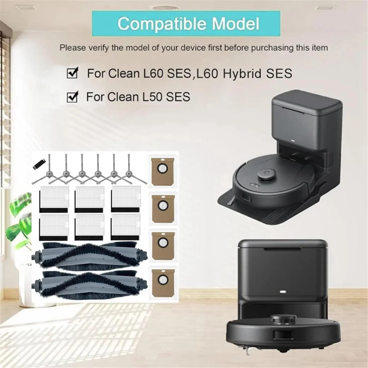 A04R-For Eufy Clean L60 SES / L60 Hybrid SES / L50 Robot Vacuum Cleaner Main Side Brush Hepa Filter Dust Bags Accessories