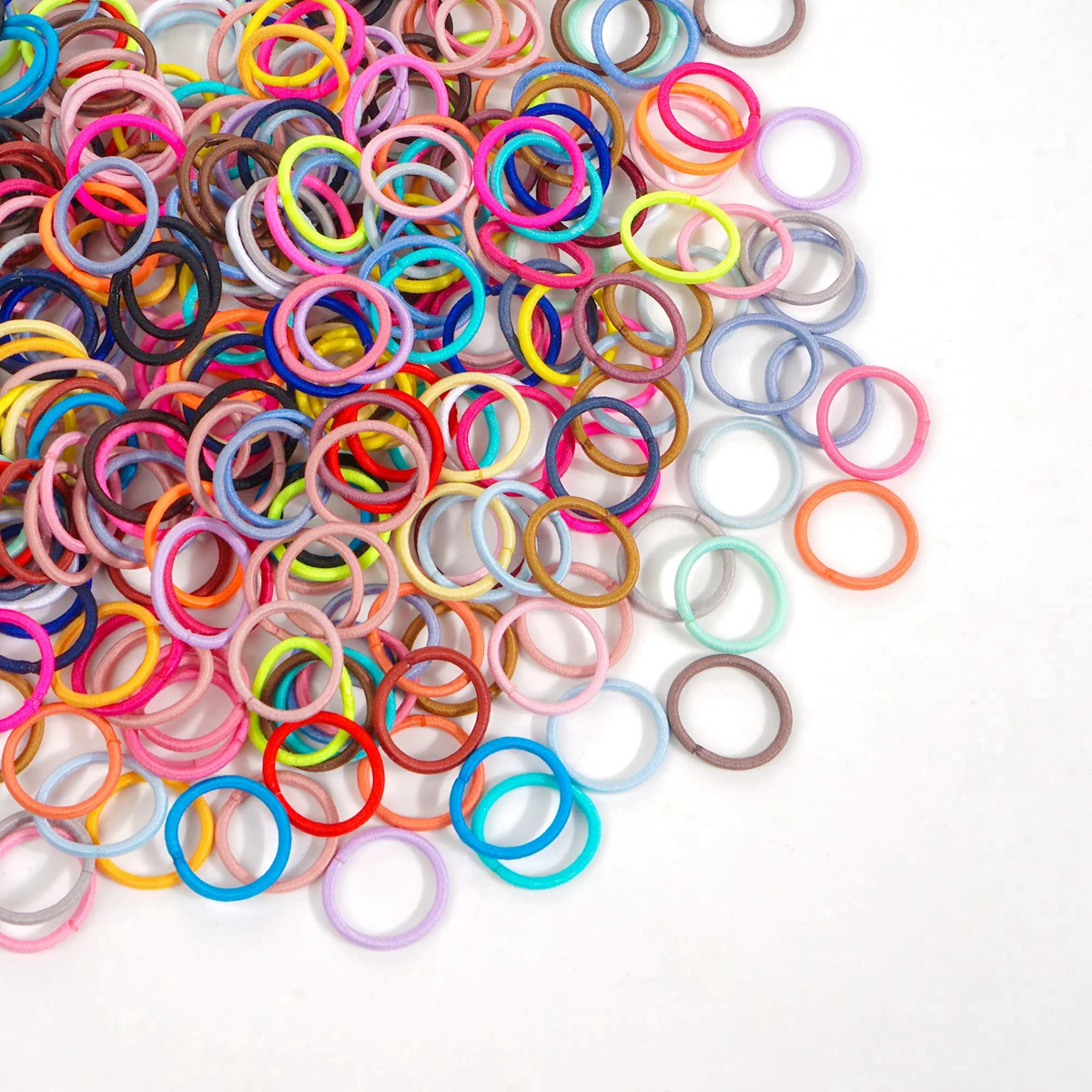 100PCS fascette per capelli per bambini, 36 multicolori 2cm di diametro senza piega elastici per capelli in gomma per dita, piccoli capelli sottili coda di cavallo titolari Hai