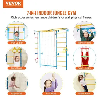 7 Features for kids Climbing Gym Multi Activity Sturdy Steel Construction Indoor Fun Toddler Children for exercise 6