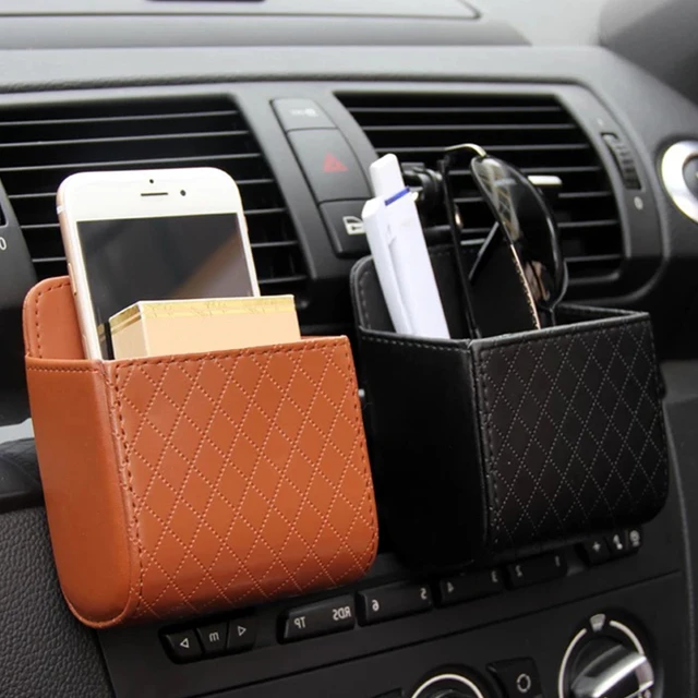 Car Outlet Vent Seat Back Tidy Storage Box PU Leather Coin Bag Case Pocket  Organizer Hanging Holder Pouch Auto Accessories - AliExpress
