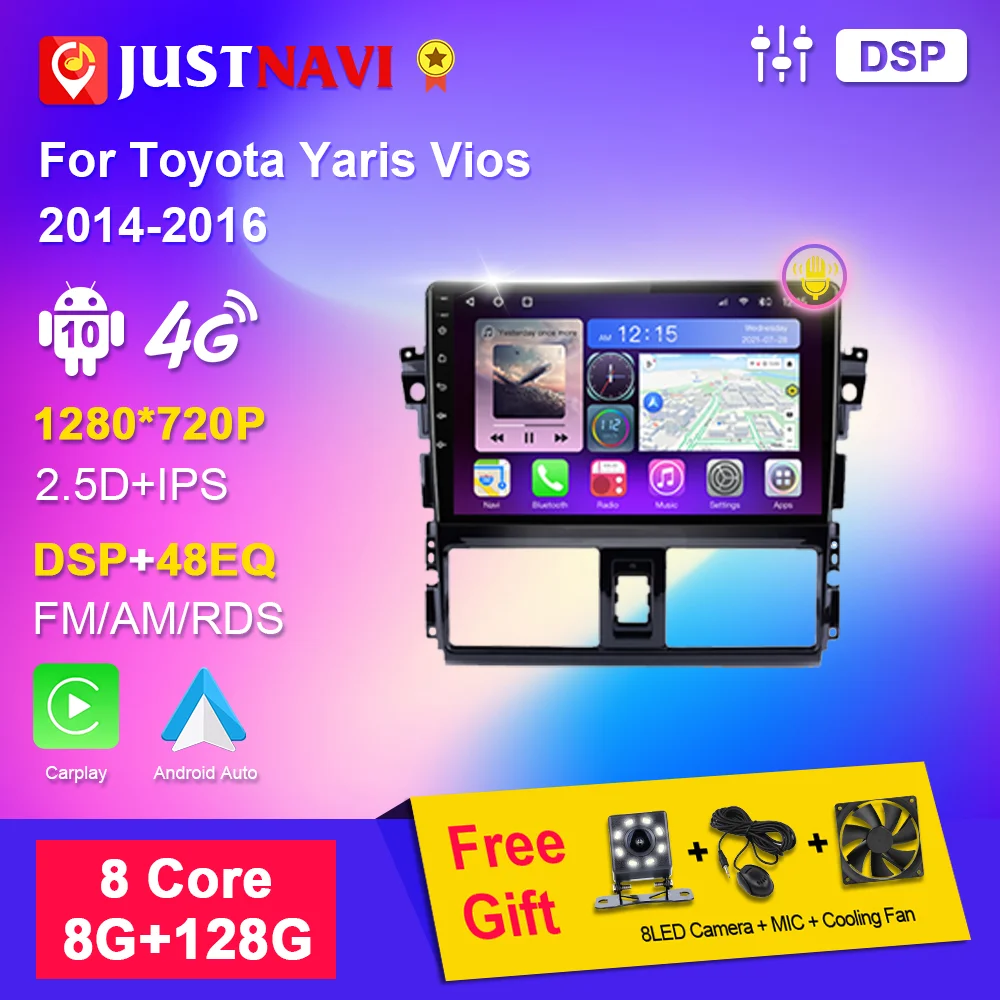 

JUSTNAVI Audio for TOYOTA YARIS VIOS 2014 2015 2016 Car Radio Stereo Autoradio Multimedia Video Player Navigation GPS Carplay