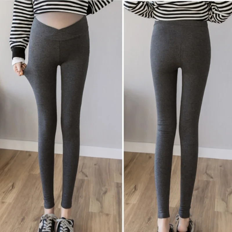 

90% Cotton Maternity Women Legging 2024 Spring Autumn Low Waist Pencil Pants High-end Solid Pregnancy Trouser Clothing B0023