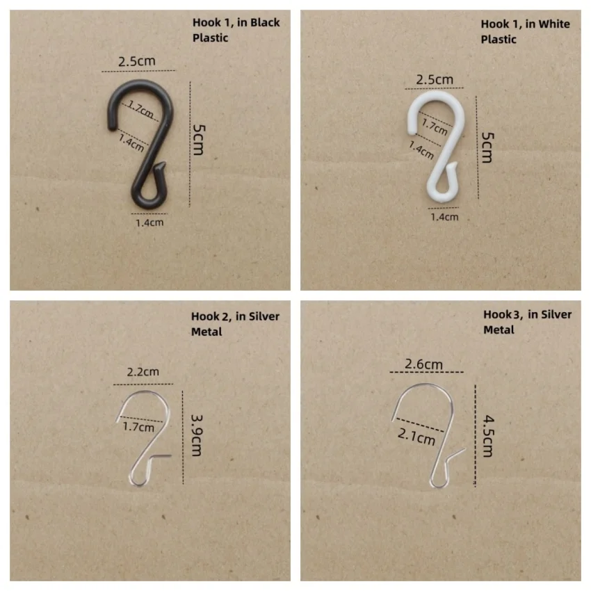 Plastic Metal S Hang Hook Matched for Supermarket Shelf Clip Strip 100pcs