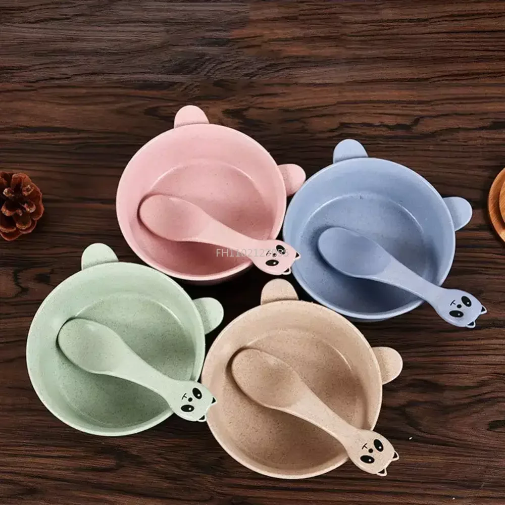 Baby Feeding Tableware Set Eco-Friendly Toddle Baby Plate Dish Children Dishes Dinnerware Kids Anti-hot Training Bowl+Spoon