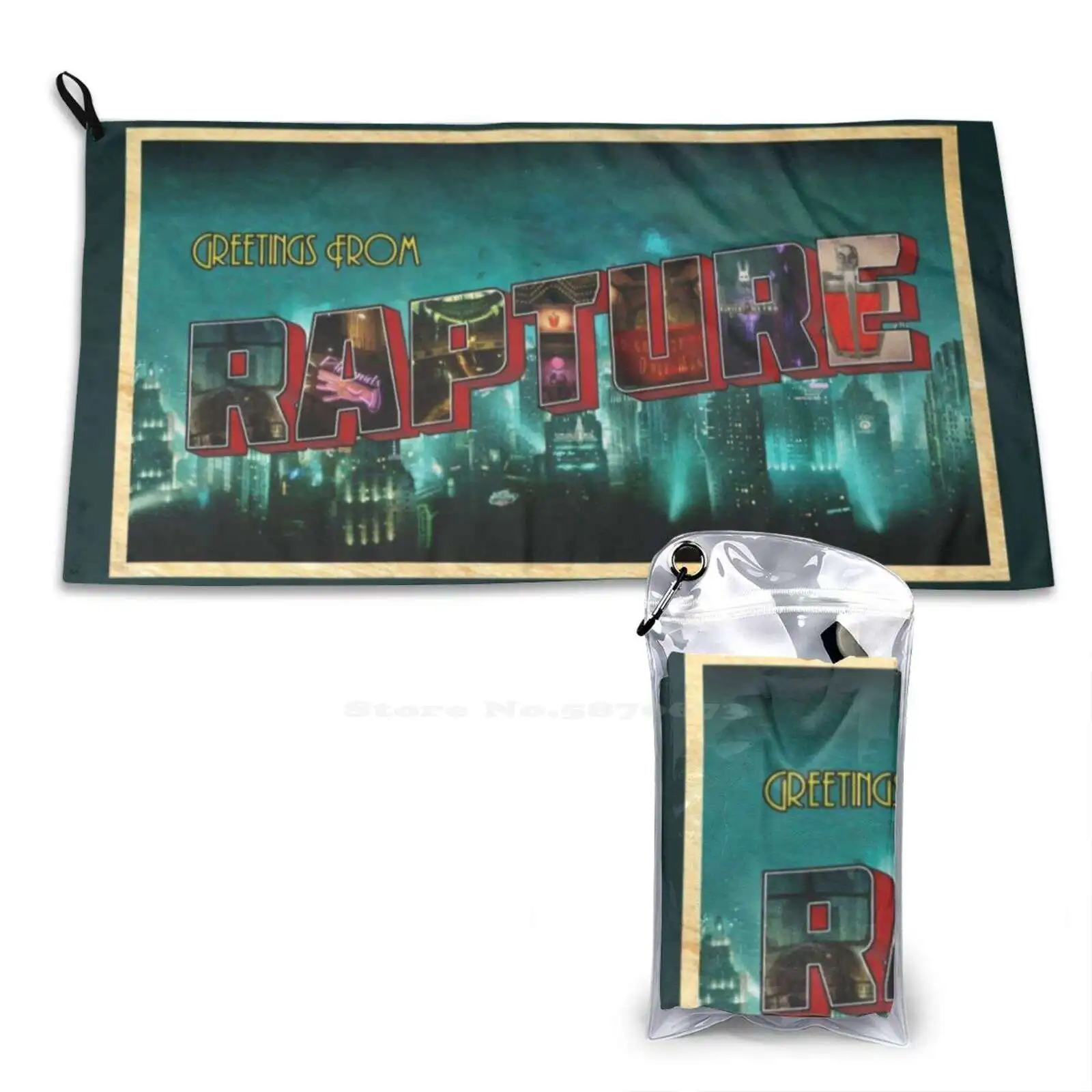 Saluti Da Rapture! Asciugamani Sportivi Morbidi Personalizzati Home Outdoor Rapture Bioshock 1 Bioshock 2 Retro Vintage Travel Underwater City