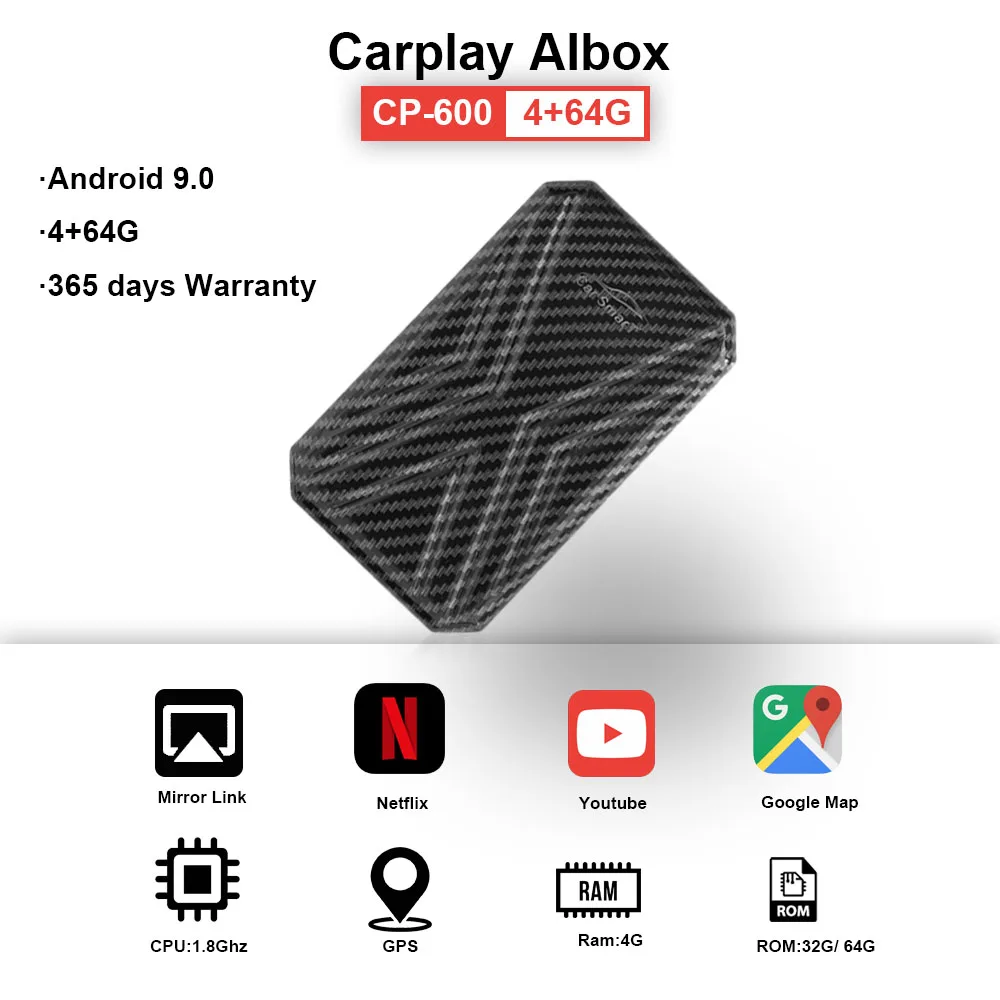 Carplay Ai Box Android Автомобильный мультимедийный плеер Новая версия 4 + 64G беспроводной