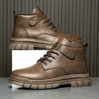 Men's casual boots Spring and Autumn British workwear boots Non slip soft sole comfort outdoor mid top leather boots male shoes