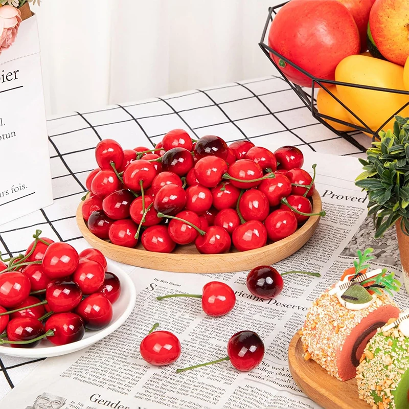 Artificial Cherry Fake Fruit Model 10/20Pcs Cake Ornament Food Photography Props Party Decor Home Table Decor Craft Decoration artificial fruits and vegetables