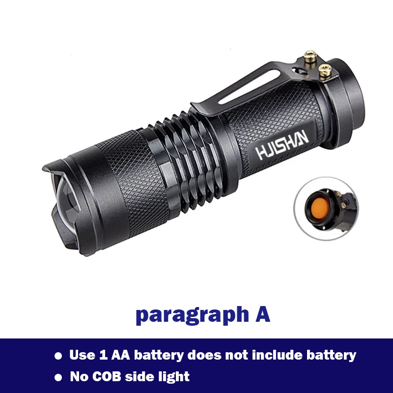 USB Mini rechargeable flashlight LED waterproof lamp bead with side lamp built-in battery lighting fishing camping flashlight flashtorch mini Flashlights