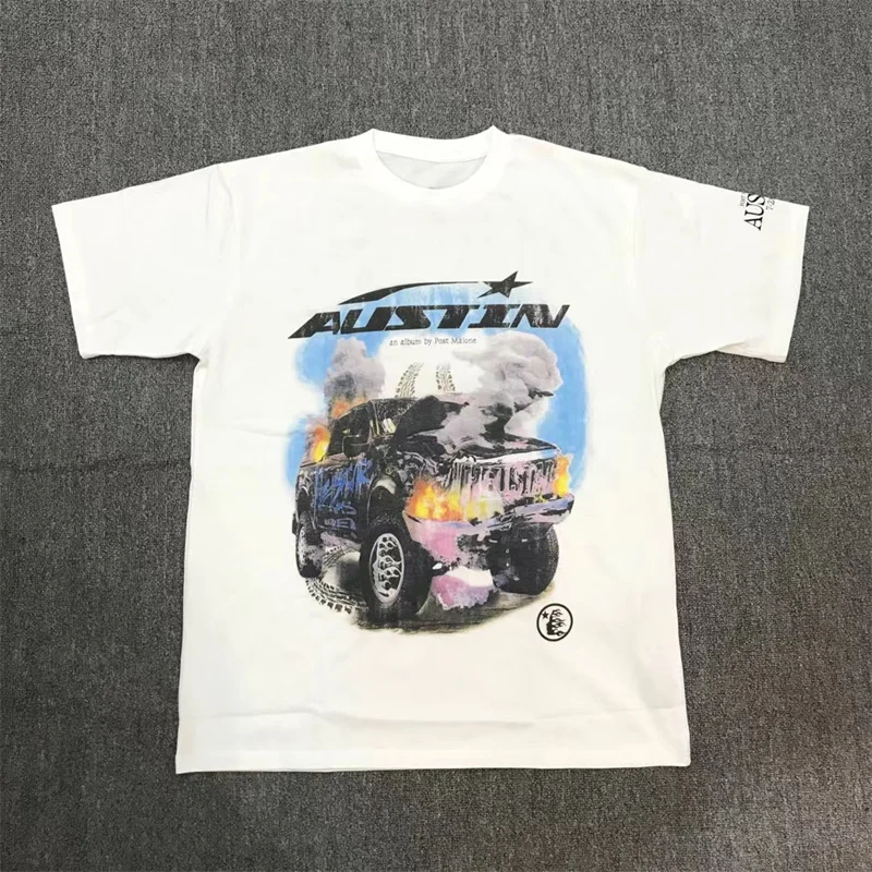 

Hellstar Cotton Truck Letter Printing High Street 1:1 Men's And Women's Casual Loose Top Short Sleeve