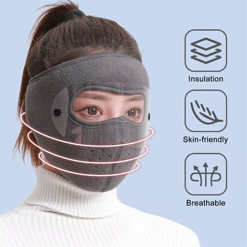 Outdoor Windproof Anti Dust Full Face Masks Cycling Ski Breathable Masks Eye HD Anti Fog Goggles Hood Cover Winter Warm Hat Caps