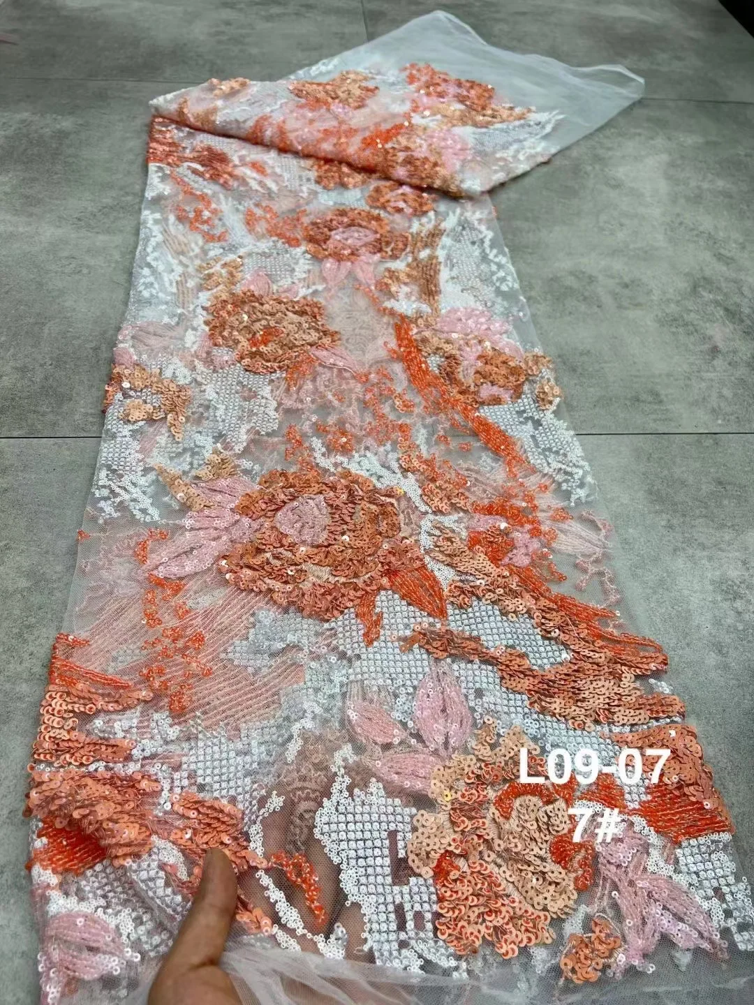 

African French Mesh Lace with Sequins 2023 Colorful Nigeria Tulle Lace Fabric for Sewing Elegant Evening Party Dresses ABHS5554