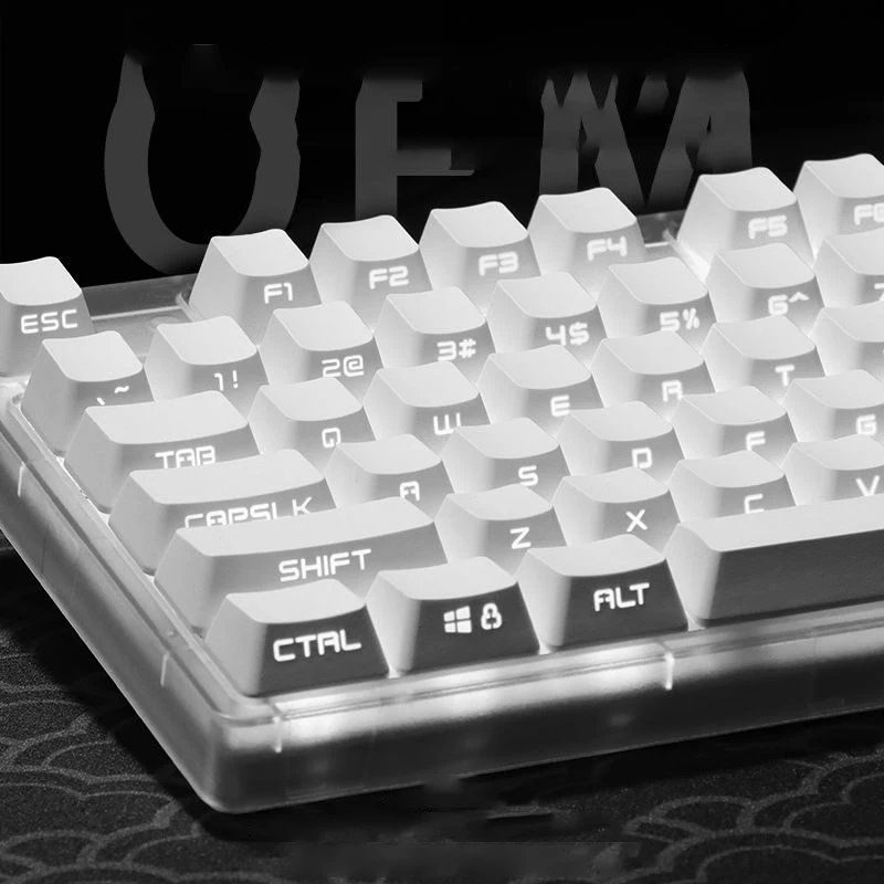 133 key white pbt keycap backlit rgb oem profile side print shine