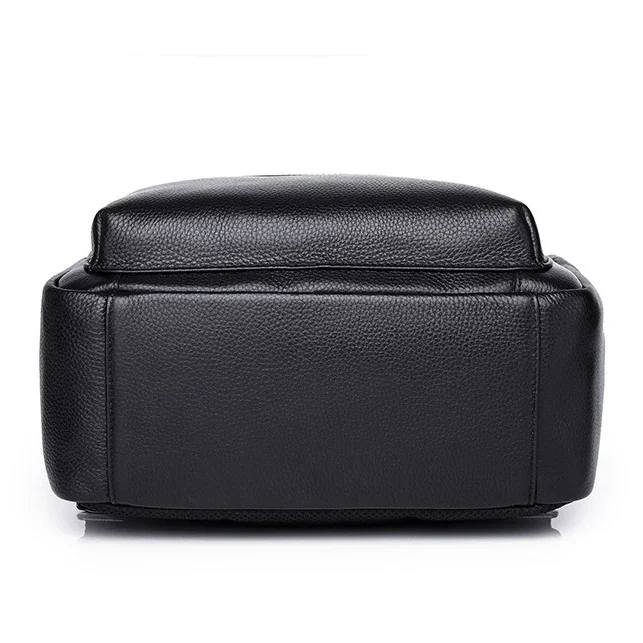 2024 New Luxury Brand Real Genuine Leather Men Solid Backpacks Student Backpack Boy Luxury 14 Inch Computer Laptop Bag 5