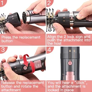3 in 1 Hair Styler Hot Air Comb Blower Detachable Heads Home Salon Hair Dryer Electric Brush Curler 5