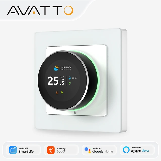 AVATTO WiFi Electric Floor Heating Water/Gas Boiler Temperature Controller，Smart Knob Thermostat Support Tuya Google Home, Alexa