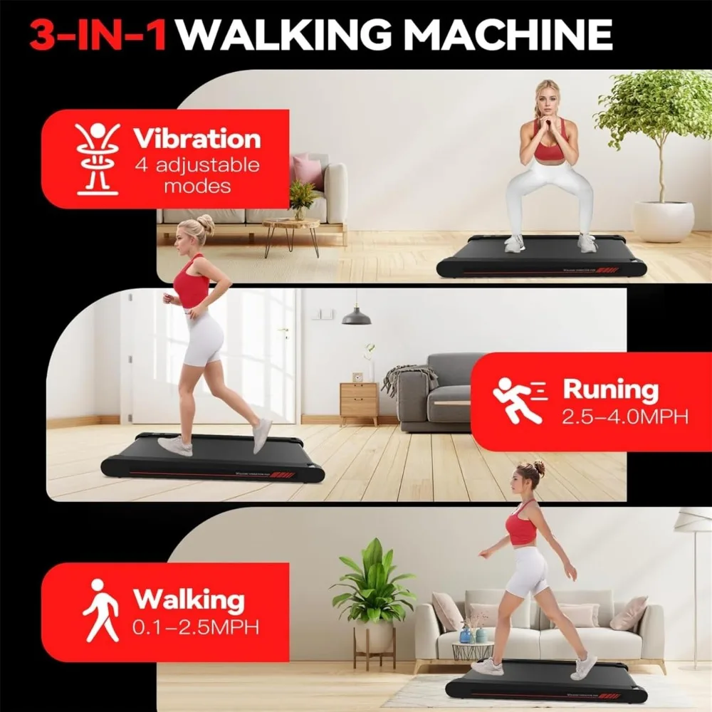 Walking Vibration Pad with APP, 3 in 1 Under Desk Treadmill, 2.5HP Low Noise Walking Treadmill Pad with Remote Control 3