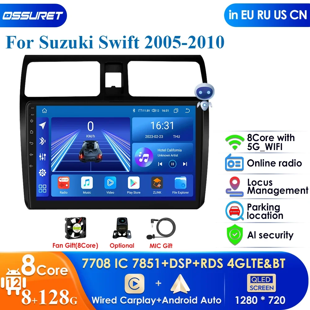 

Carplay 4G DSP QLED Screen 2din Android Autoradio for Suzuki Swift 2003-2010 Car Radio Multimedia Video Player GPS Stereo Audio