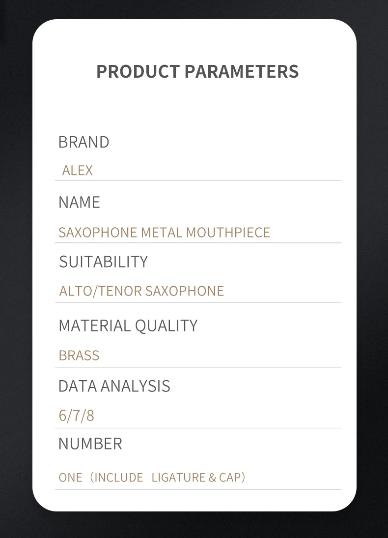 Description Picture 3 of itemALEX Saxophone jazz alto Tenor metal mouthpiece Easy to pronounce Easy to play