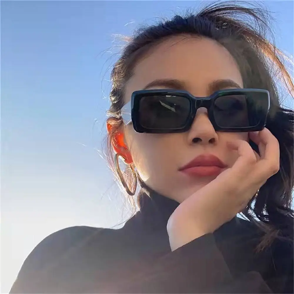 

Trendy Candy Color UV400 Ins Popular Shades Female Sun Glasses Small Frame Rectangle Sunglasses