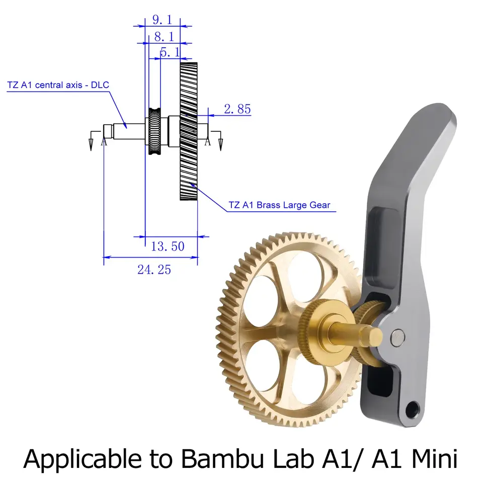 Upgrade All-Metal Extruder Gear Kit For Bambu Lab A1/A1mini Claw Gear RNC Nano-Coated Hardened Steel Helical Gear Wear Resistant image 6