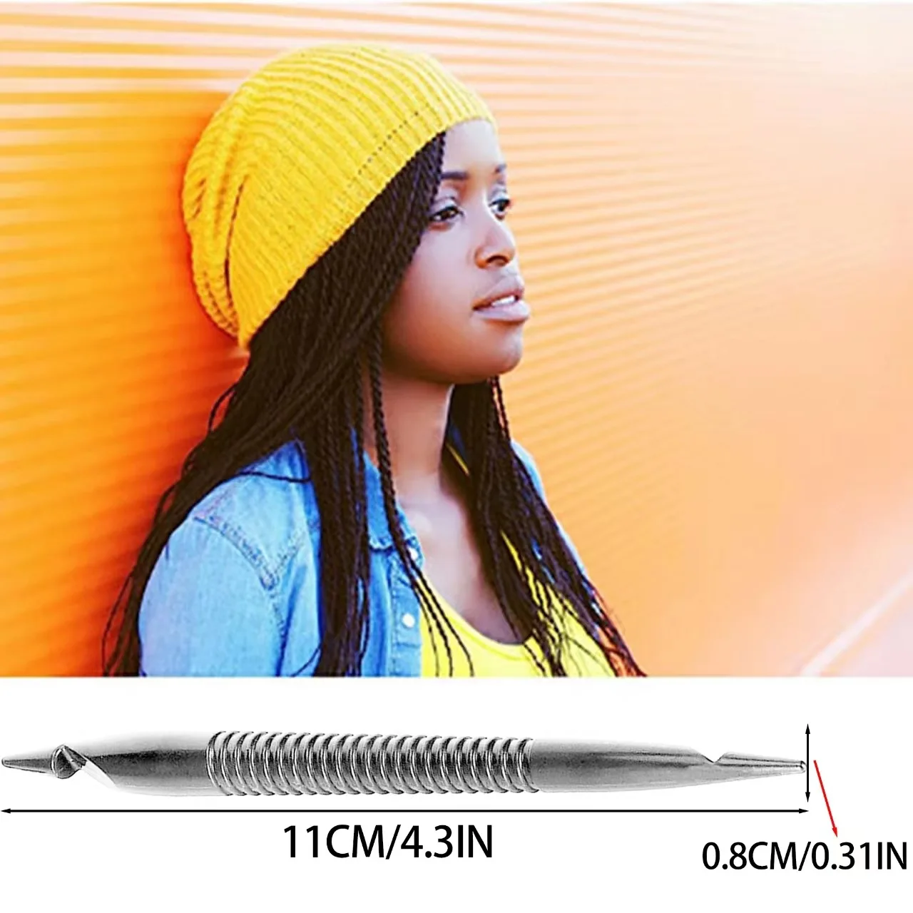 Crochet Hook Needles Set Double-end Metal Handle Sizes 11mm DIY Lace Crochet Needles for Hair Braiding Tools
