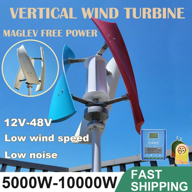 กังหันลมติดหลังคา CE สำหรับที่อยู่อาศัย 5KW 10KW 6KW 12V 24V 48V แบบแกนตั้ง ประสิทธิภาพสูง สำหรับใช้ในบ้าน 1