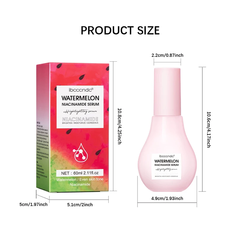 Watermelon Glow Niacinamide Dew Drops Serum Brightening Makeup Primer Cream Moisturizer Facial Serum Skincare Liquid Highlighter