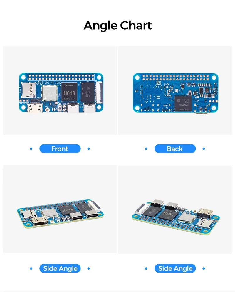 Banana Pi BPI-M4 Zero 4/2G LPDDR4 RAM 32/8G eMMC Allwinner H618 Quad-core Cortex