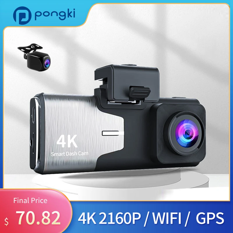 Dash Cam 4k A800 Dual Lens 4" Ips Gps 2160p 2 Camera Car Dvr Wifi