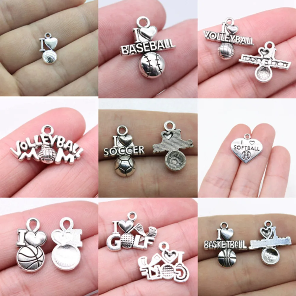 

I Love Ball Games Charms Accessories For Women Gift Vintage Jewelry