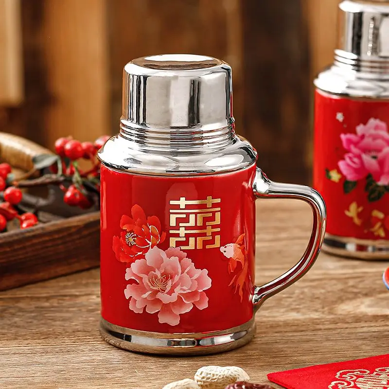 Vintage Retro Ceramic Mug with Lid - Wedding Gift, Home Decorative Coffee Cup for Tea/Coffee & Hot Beverages