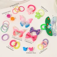 555pcs Girls Hair Accessories Set Colorful Butterfly Fashion Hair Clips Ties Elastic Bands for Daily Ponytail Fixation 5