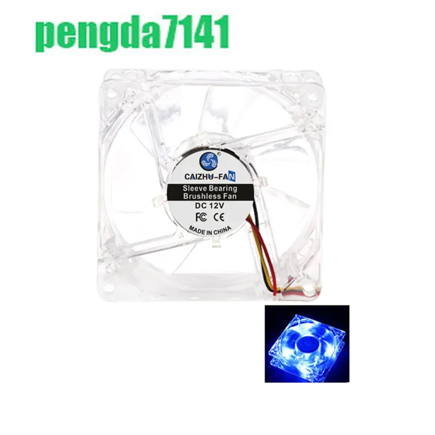 Blue Led DC 12V 80MM 8025 80*80*25MM 8*8*2.5CM PC Case Fan Cooling Fan  2PIN 3PIN 4D