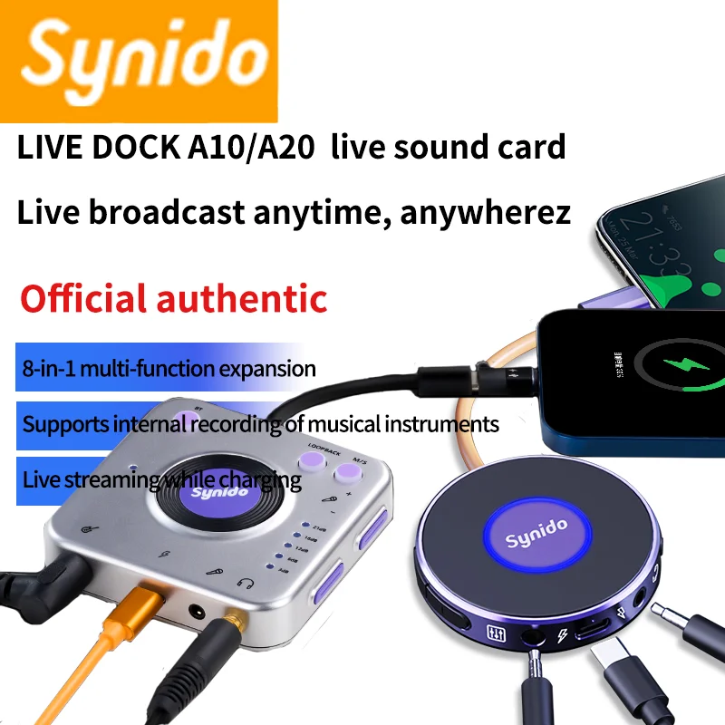 Portable Audio Interface for Live 24-bit 48 kHz Streaming while Charging for iPhone Android PC 1/4'' Adapter Electric Guitar