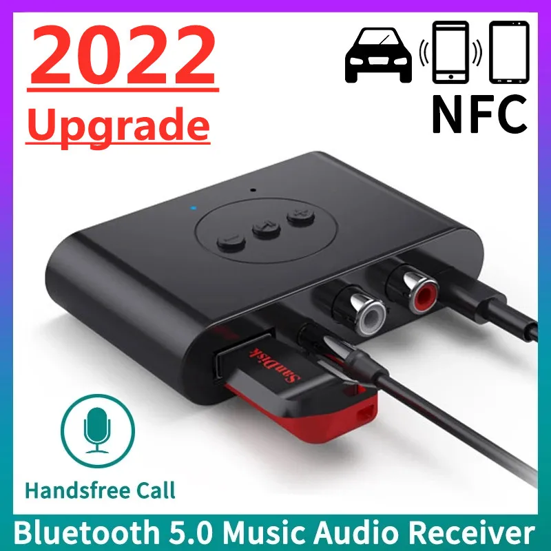 Bluetooth Audio Receiver 5.0 NFC U Disk RCA 3.5mm AUX USB Stereo Music Wireless Adapter With Mic For Car Kit Speaker Amplifier