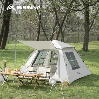 BISINNA 자동 캠핑 가족 텐트, 즉석 텐트 팝업, 쉬운 설치, 실버 코팅 텐트, 자외선 차단, 야외 하이킹 여행