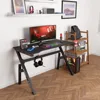 Gaming Desk Computer Desk 47 Inch Home Office Desk Extra Large Modern Ergonomic  PC Carbon Fiber Table Gamer Workstation 4