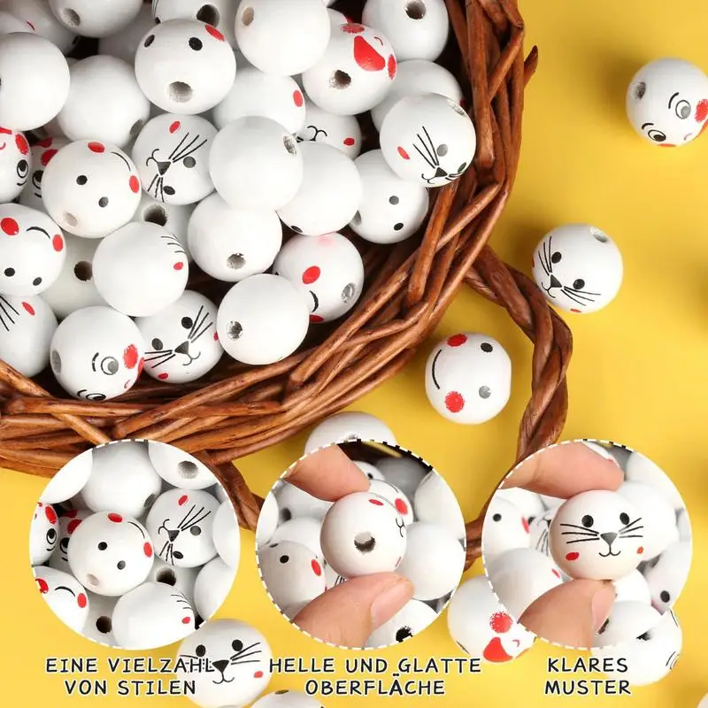 

120pcs Smile Wooden Beads Handmade DIY Toy Charm Jewelry Beads For Bracelet Necklace Earrings Pendant Jewelry Making Accessories