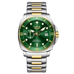 Elegant Men's Luminous Waterproof Business Watch with Calendar in Gift Box (Golden green)