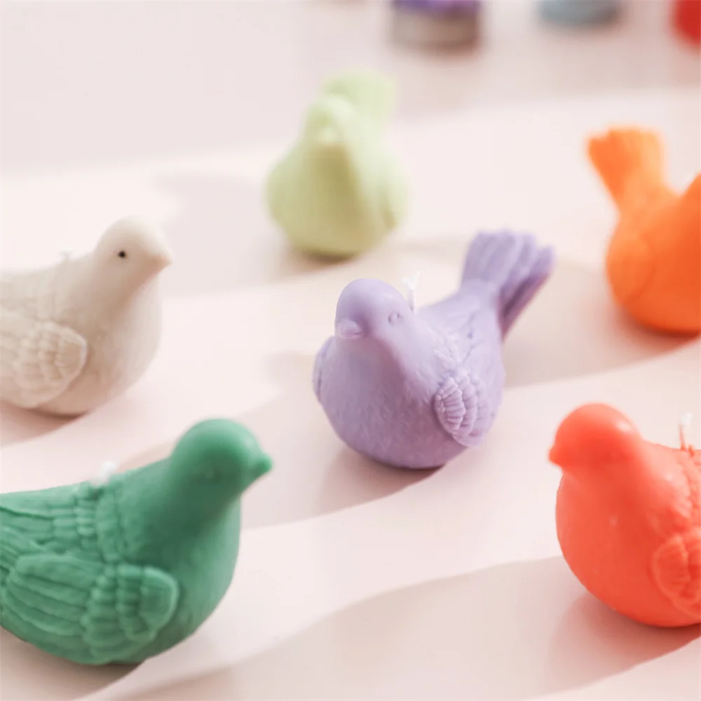 Stampo in silicone a forma di uccello per colata di resina siliconica lavabile, stampo per candele