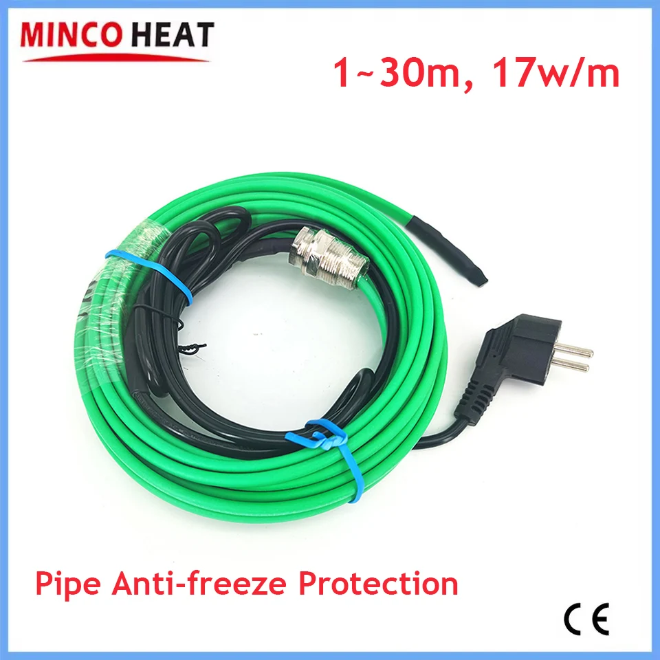 1 ~ 30 M ฤดูหนาว House ท่อ Anti-Freeze Prtection ลวดความร้อน AC200 ~ 240V 17 วัตต์/เมตร DO Joint Self Regulating ความร้อนสาย EU Plug 1