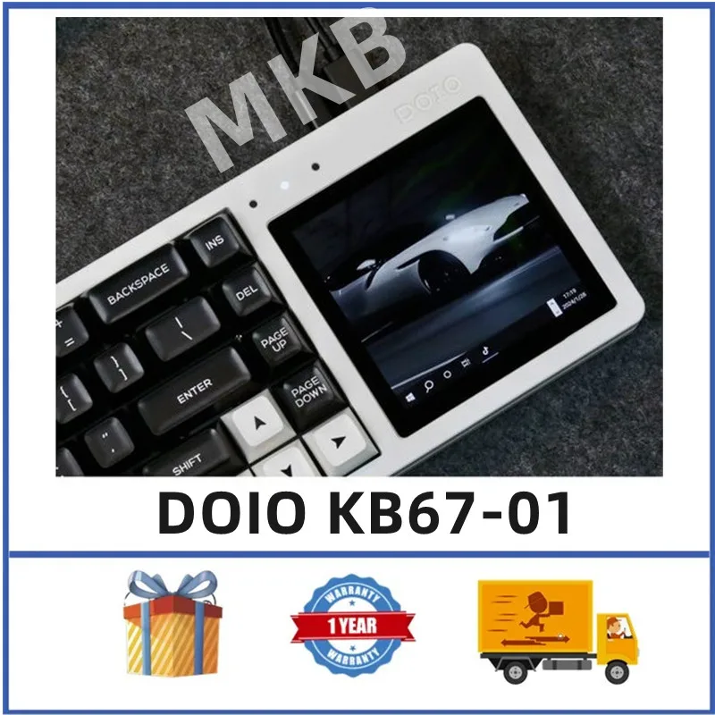 DOIO KB67-01 기계식 키보드 키트, 터치 가능한 확장 스크린, 알루미늄 합금, 프로그래밍 가능한 기계식 키보드