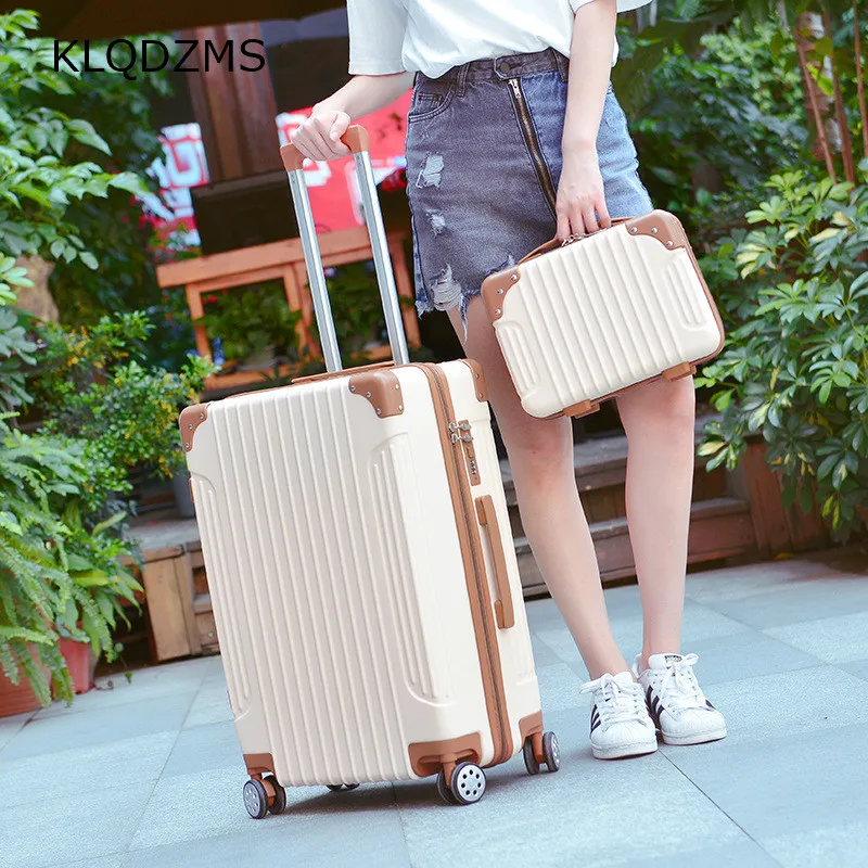 

KLQDZMS 20/22/24/26Inch Women's New Rolling Hand Luggage Set Men's Trolley Suitcase Silent Universal Wheel Handheld Makeup Bag