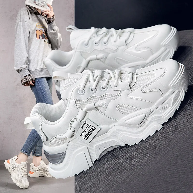 

Women's 2023 Spring and Autumn New Comfortable and Versatile Trendy Thick Sole Shoes Women's Casual Little White Sports Shoes