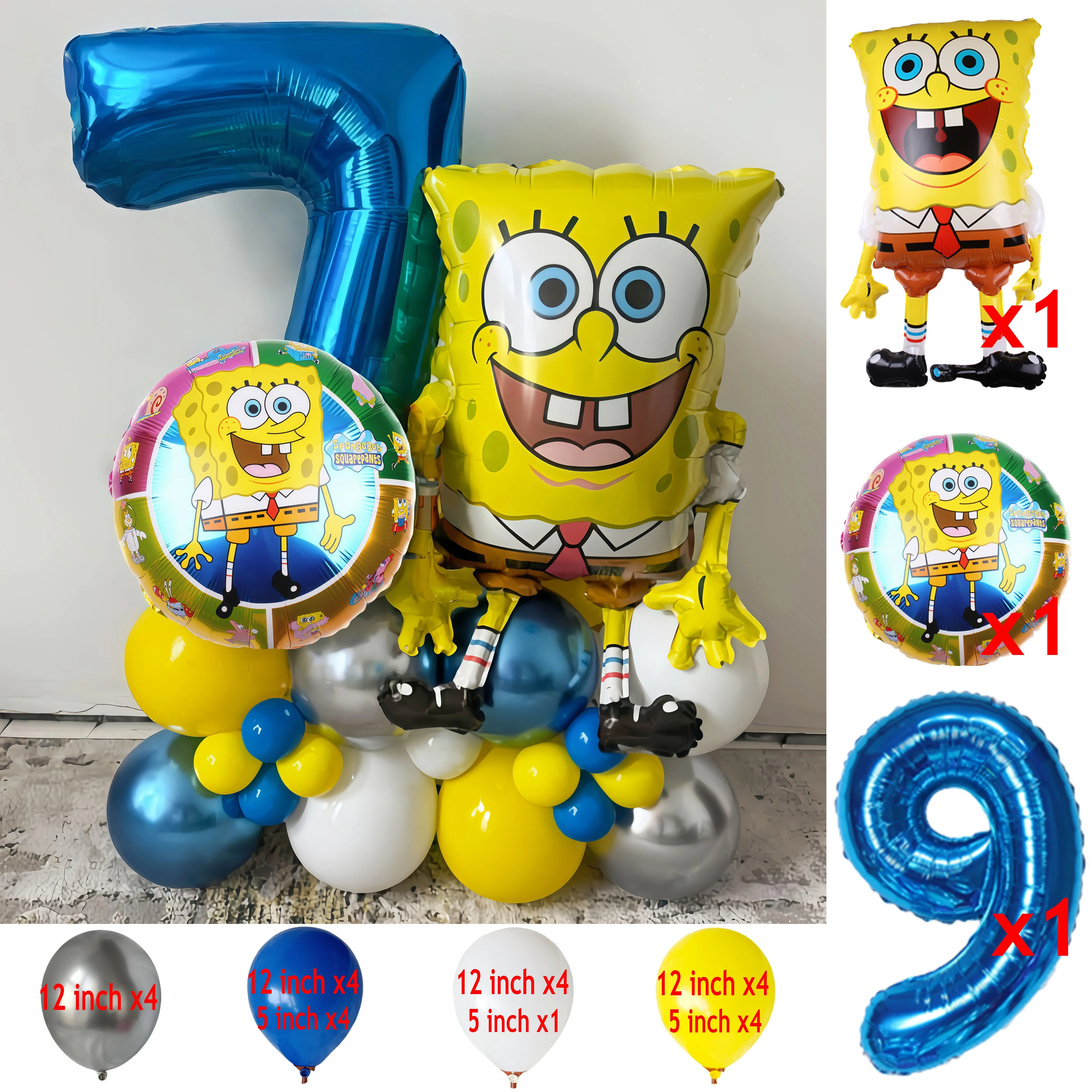 28 Stück SpongeBob Schwammkopf Patrick Star Ballon-Set Geburtstagsparty-Luftballons Heliumballons Junge Mädchen Babyparty Partyzubehör – Detail 11
